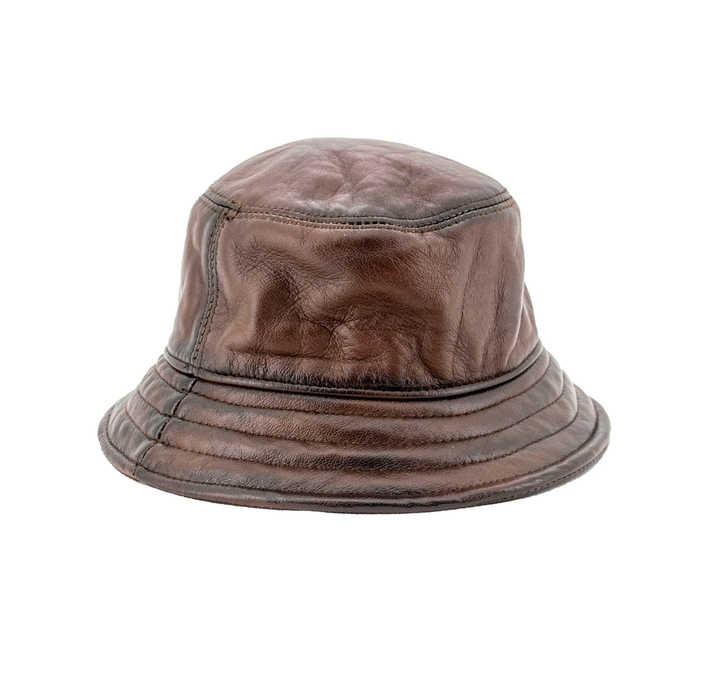 Leather Bucket Hat - Brown