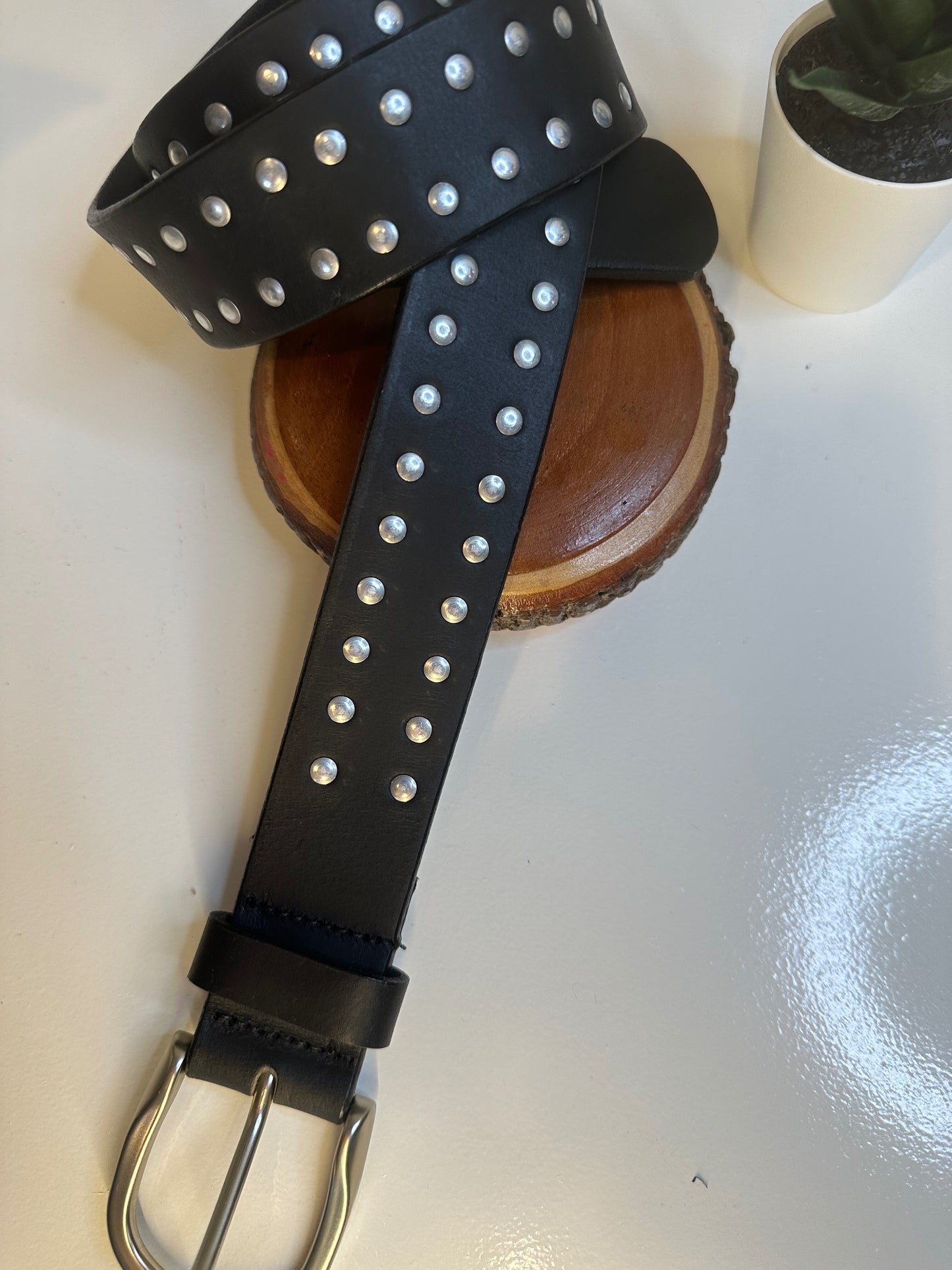 Black Double Rivet Belt