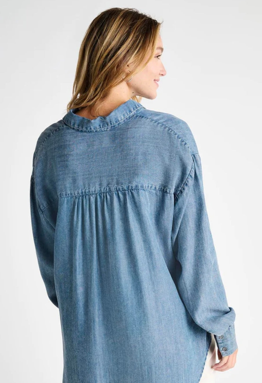 Avril Lyocell Button Down - Indigo