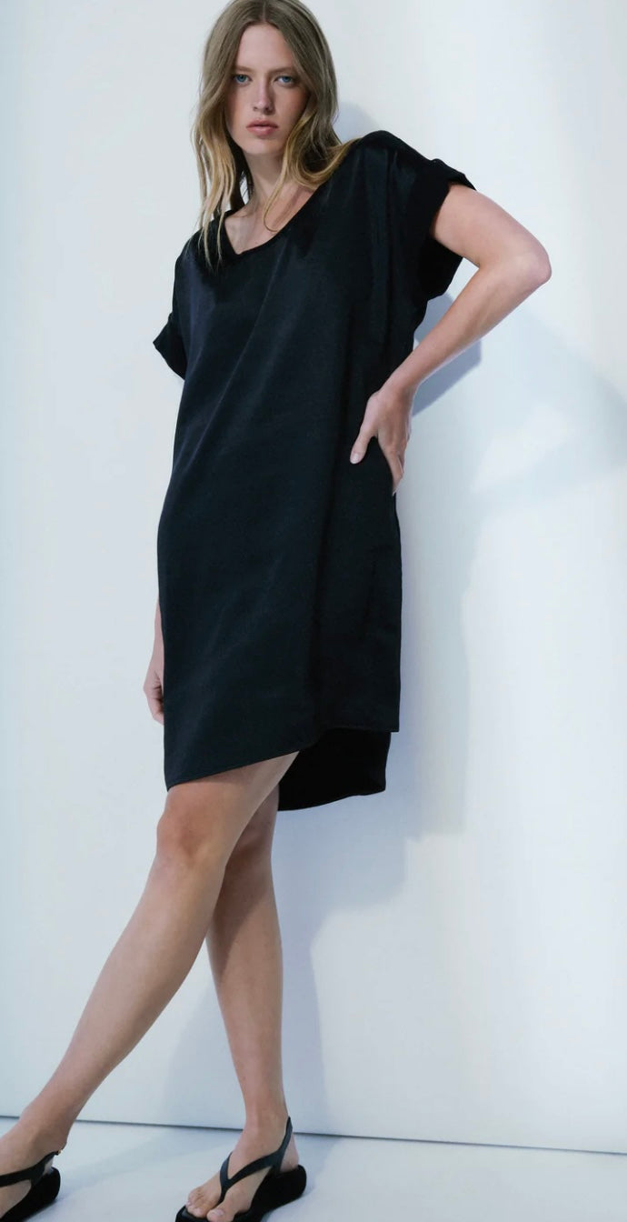 Lela Mixed Media Dress - Black