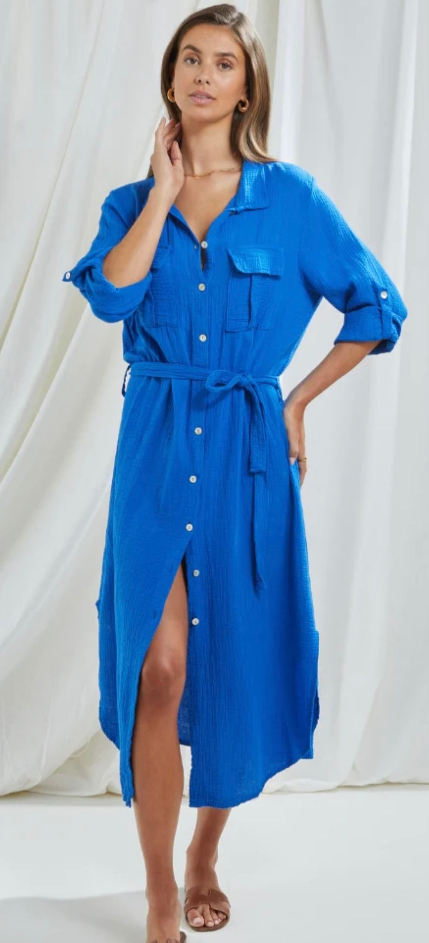 Cassis Shirt Dress - Klein Blue