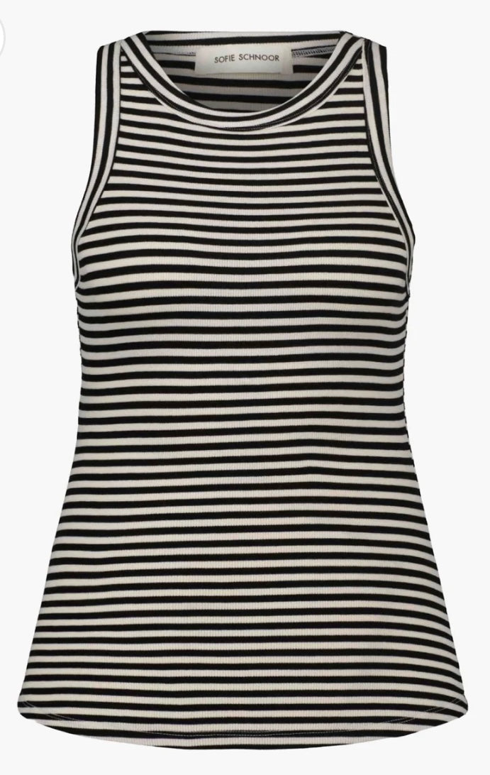 Black White Striped Tank