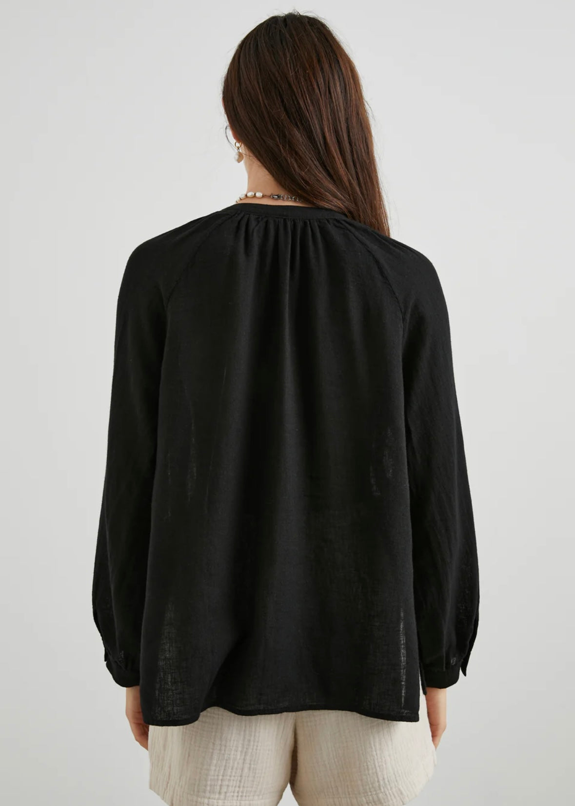 Brielle Linen Blouse - Black