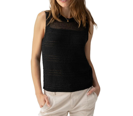 Waves Of Summer Shell Sweater - Black Sheer