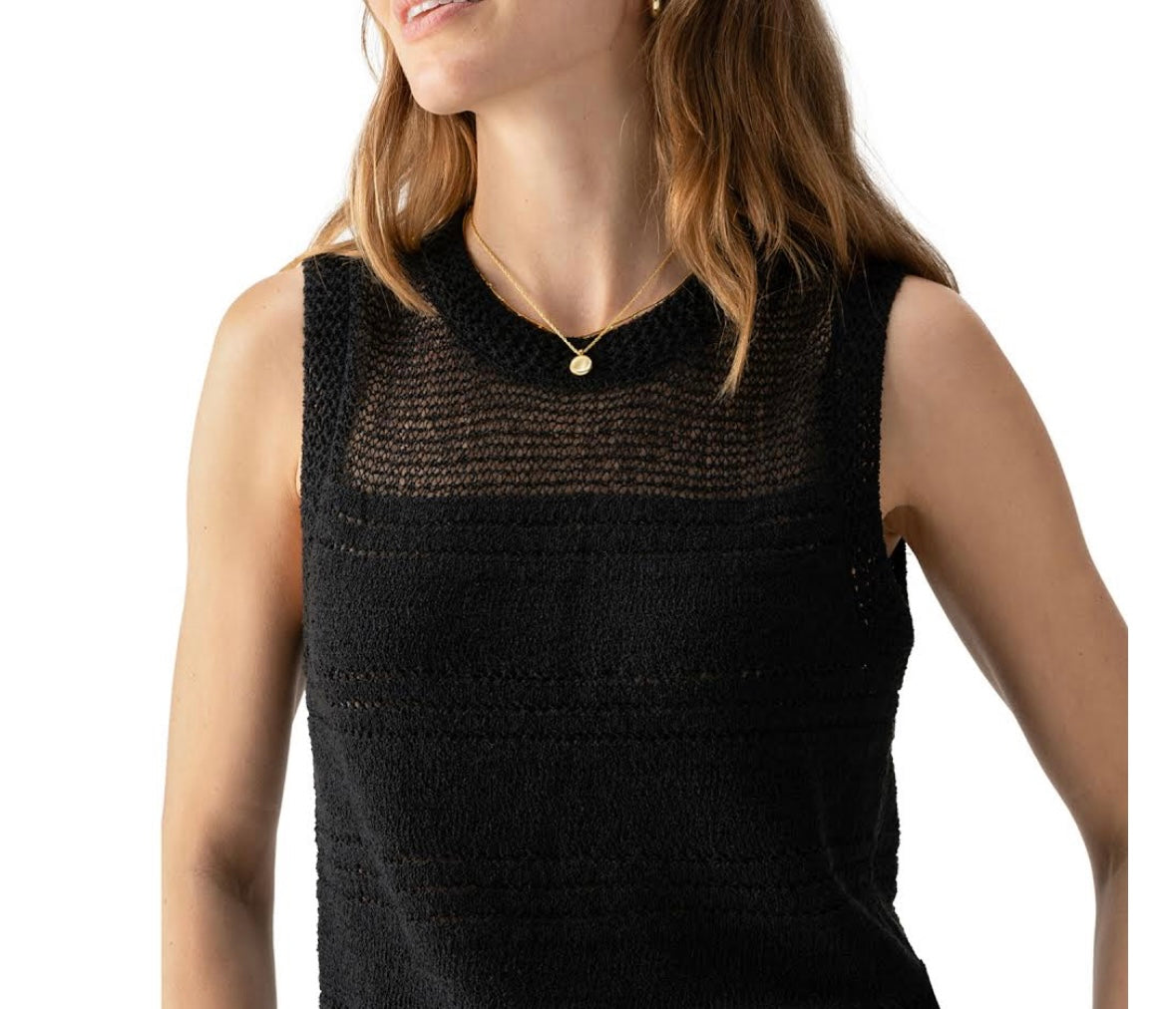 Waves Of Summer Shell Sweater - Black Sheer