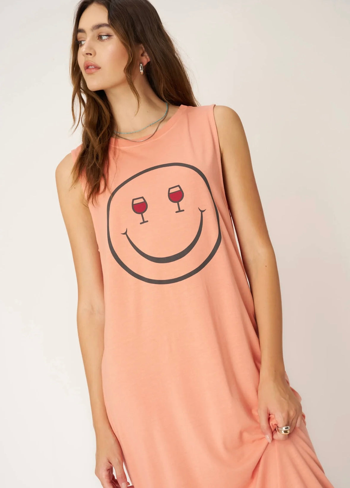 Wine Eyes Tank Dress - Papaya