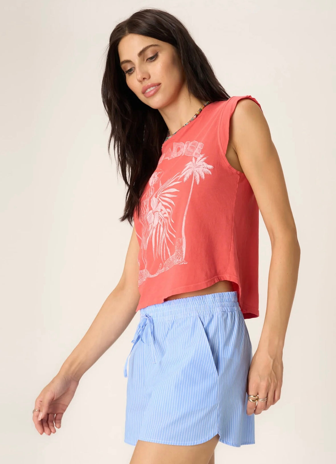 Paradise Muscle Tank - Sunset Coral