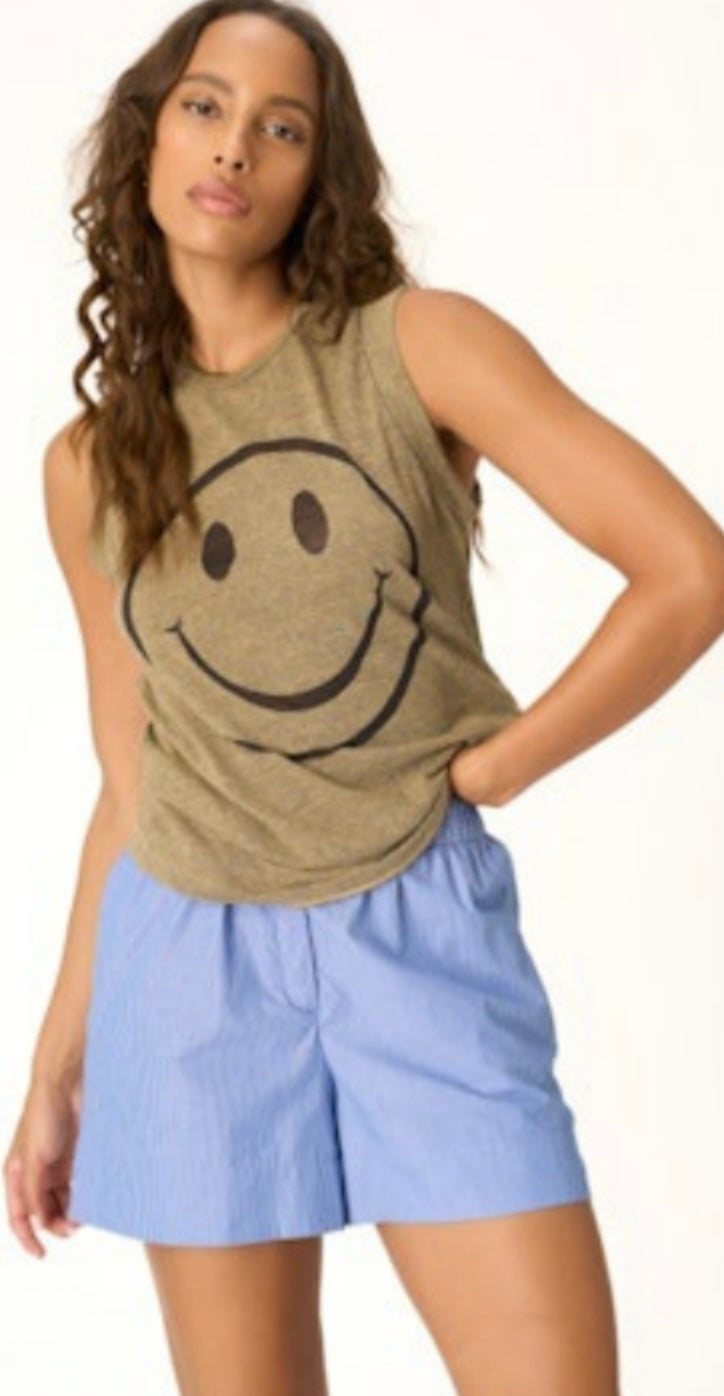 Burnout Smiley Tank - Iced Coffee