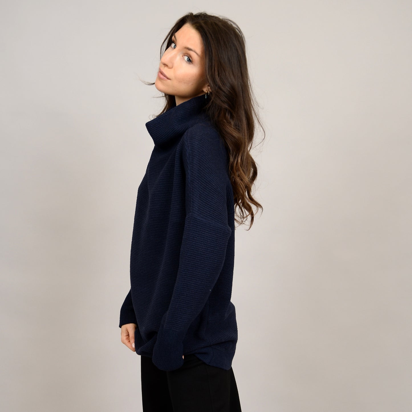 Nancy Ottoman Mockneck Sweater - Navy