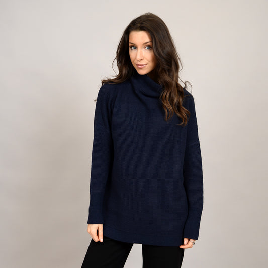 Nancy Ottoman Mockneck Sweater - Navy