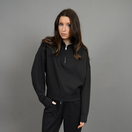 Mailyn Soft Mockneck Half Zip Pullover - Black