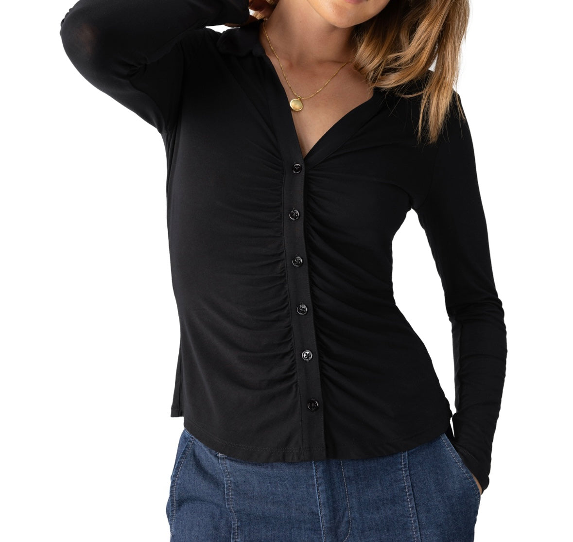 Dreamgirl Button Up Top - Black