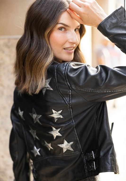 Christy Star Moto Jacket - Black/Silver