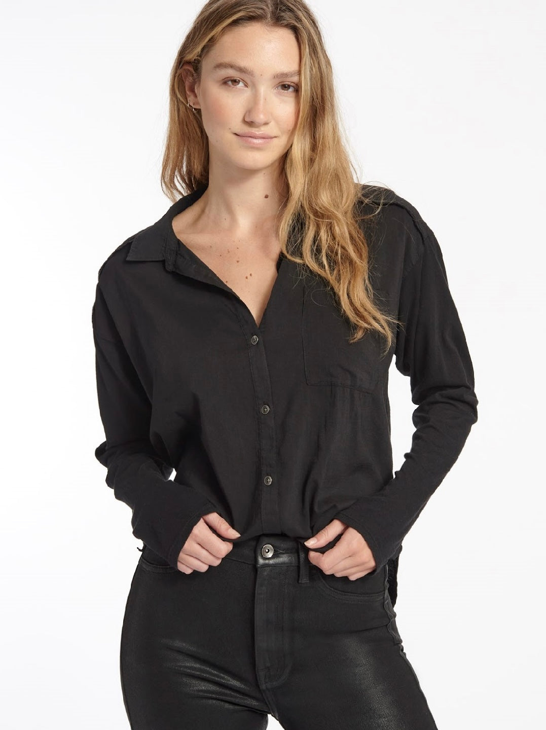 Paige Button Down Black