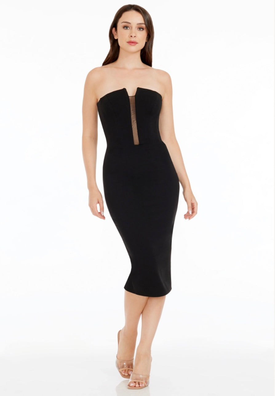 Erica Black Dress with Sheer Detail