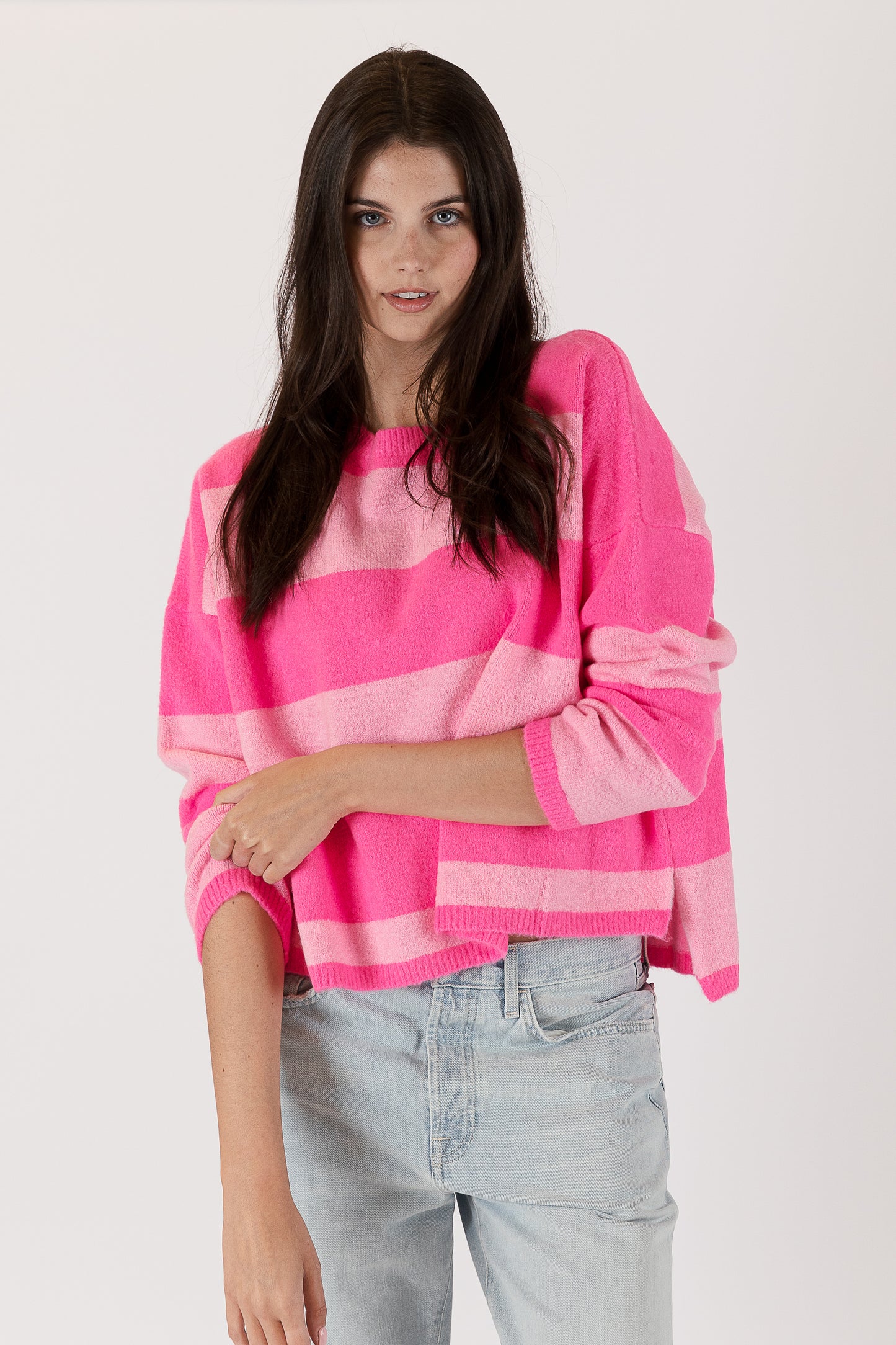 Ravian - Fuchsia Striped Sweater