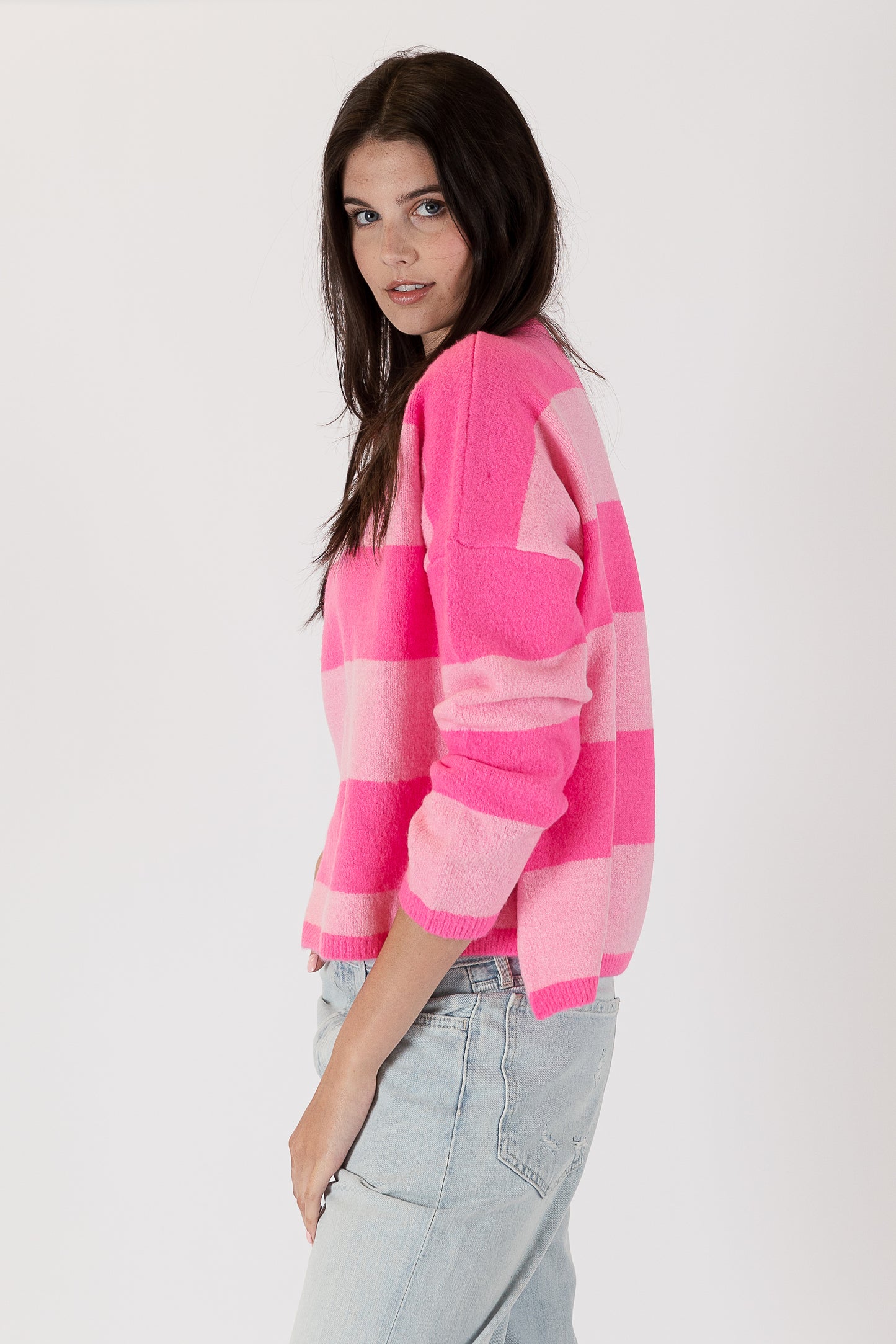 Ravian - Fuchsia Striped Sweater