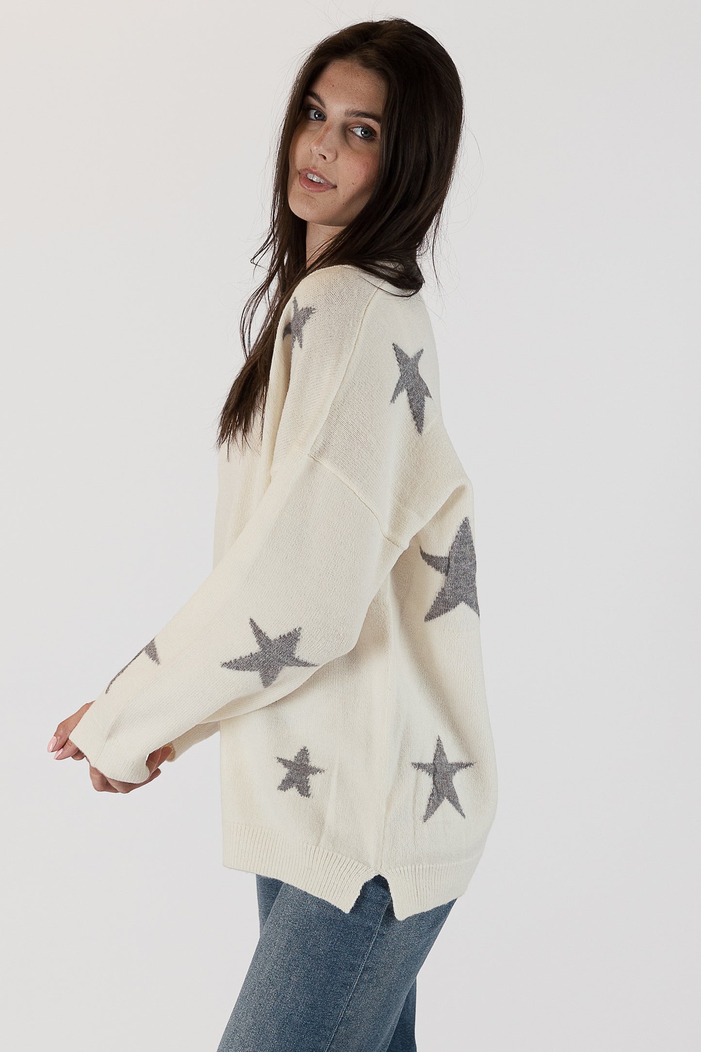 Shelly - Neck Sweater with Stars