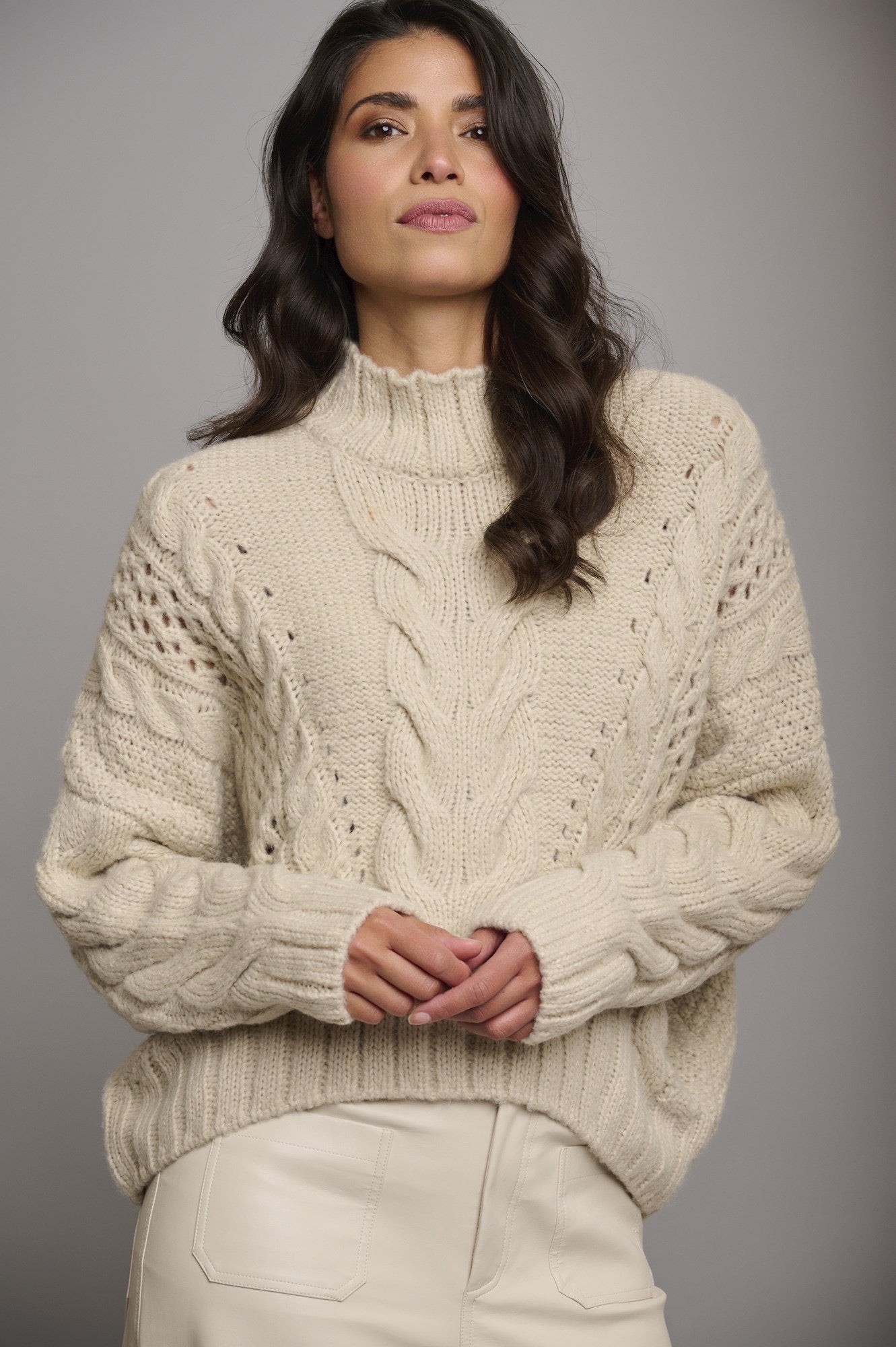 Crew Neck Relaxed Sweater - Cream