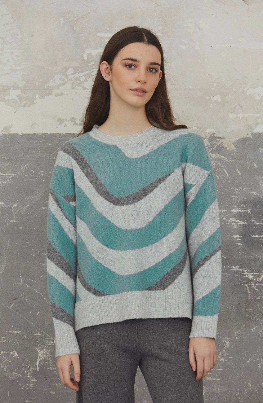 Grey and Turquoise Sweater