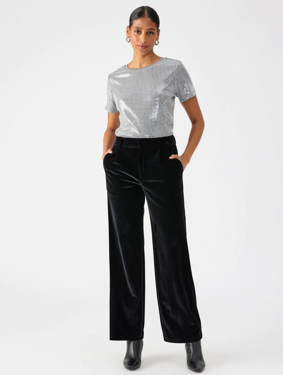 Faye Velvet Trouser - Black