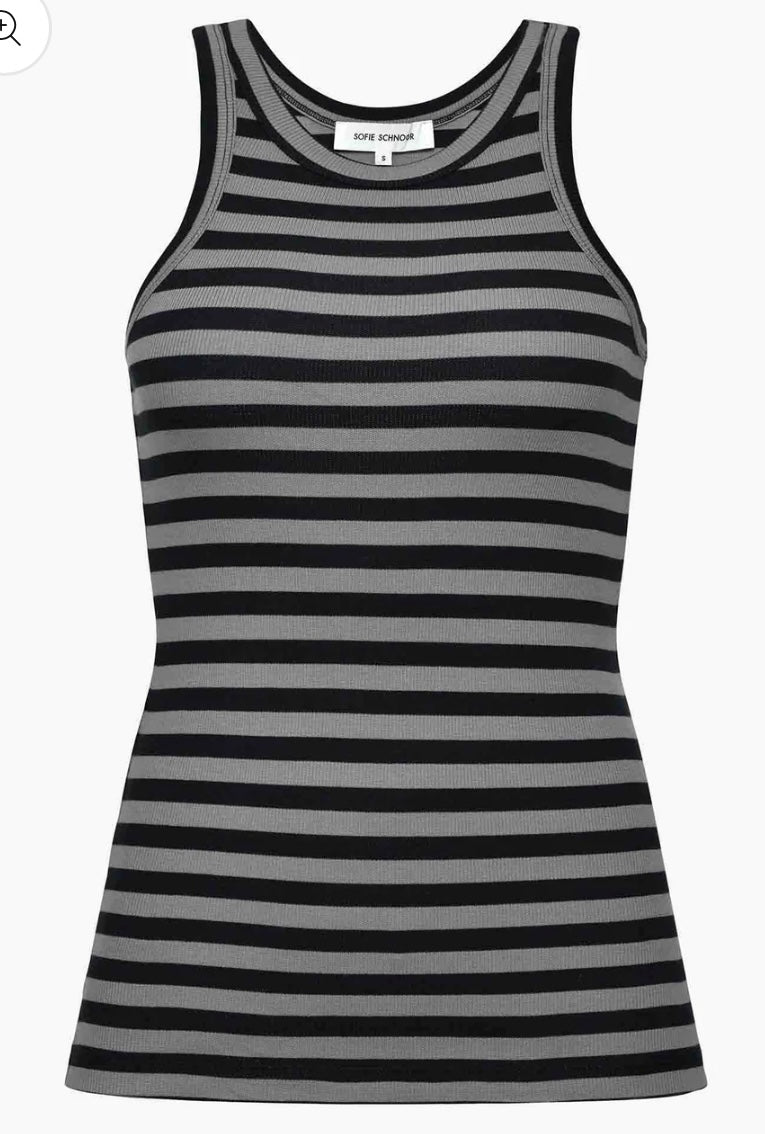 Black Taupe Stripe Tank