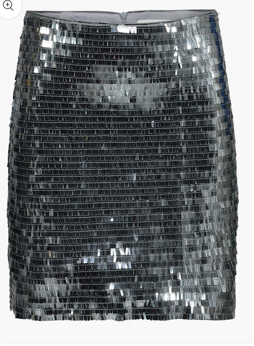 Silver Sequins Mini Skirt