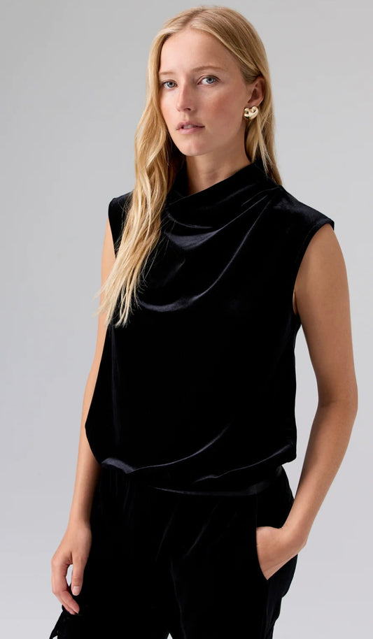 New Glow Velvet Top - Black