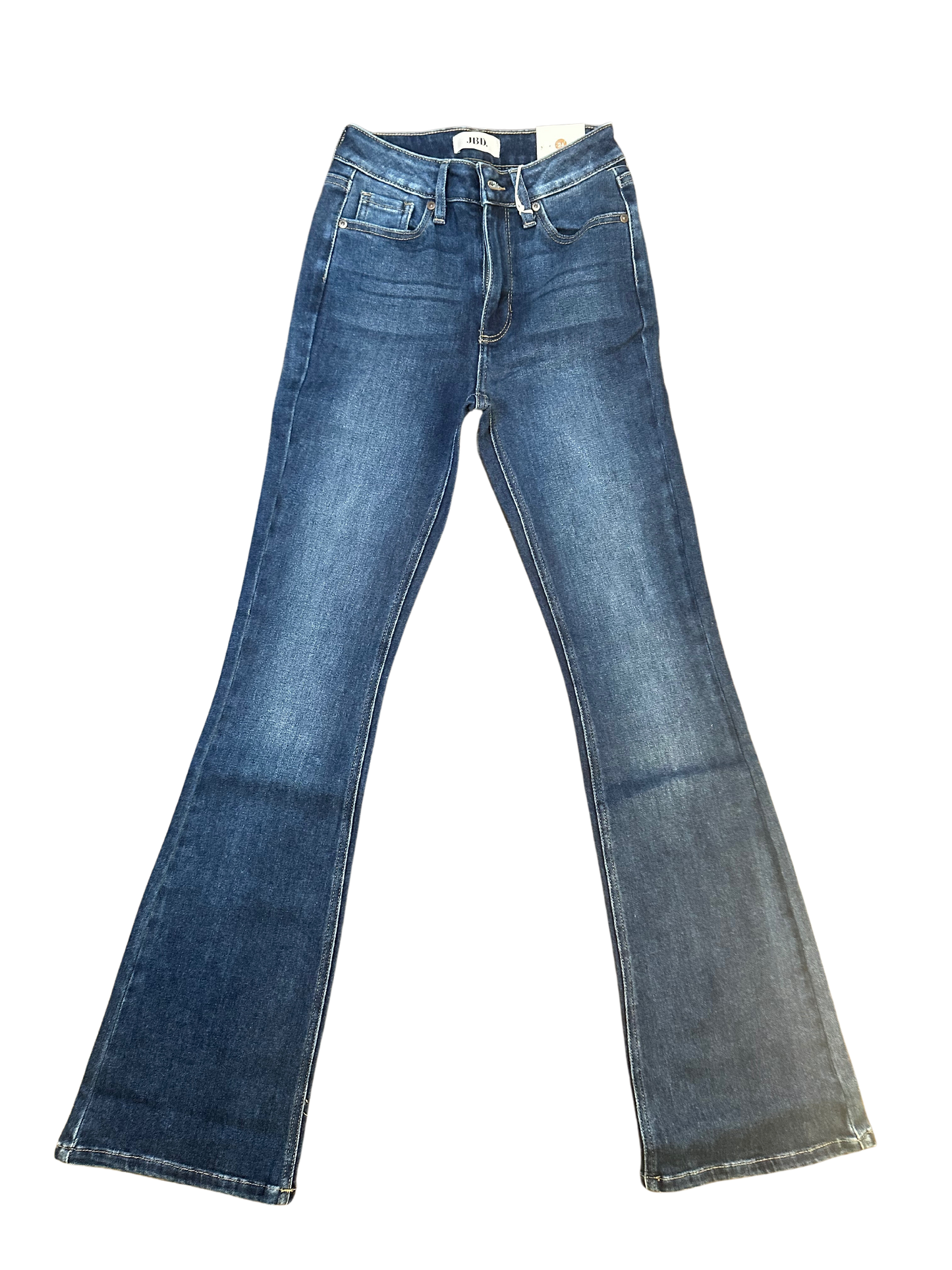 Blue High Rise Skinny Flare