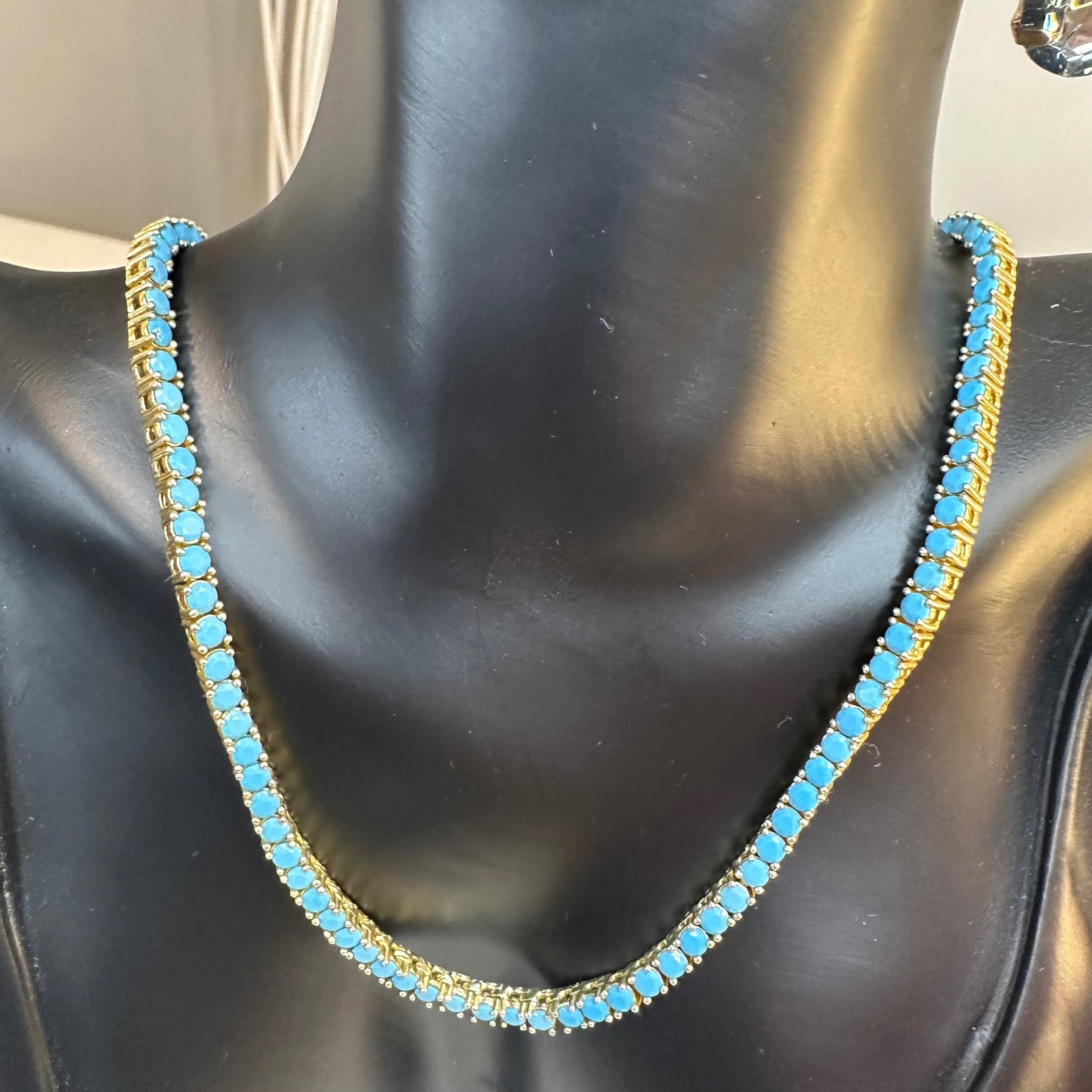 Turquoise Tennis necklace 16"