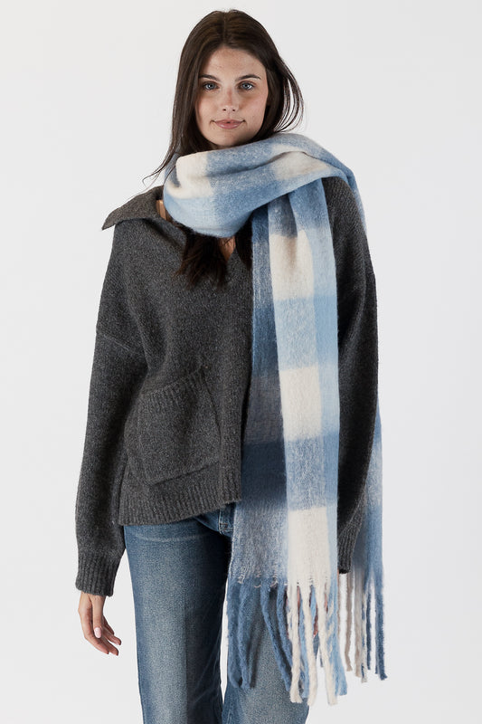 Plaid Scarf - Blue/White