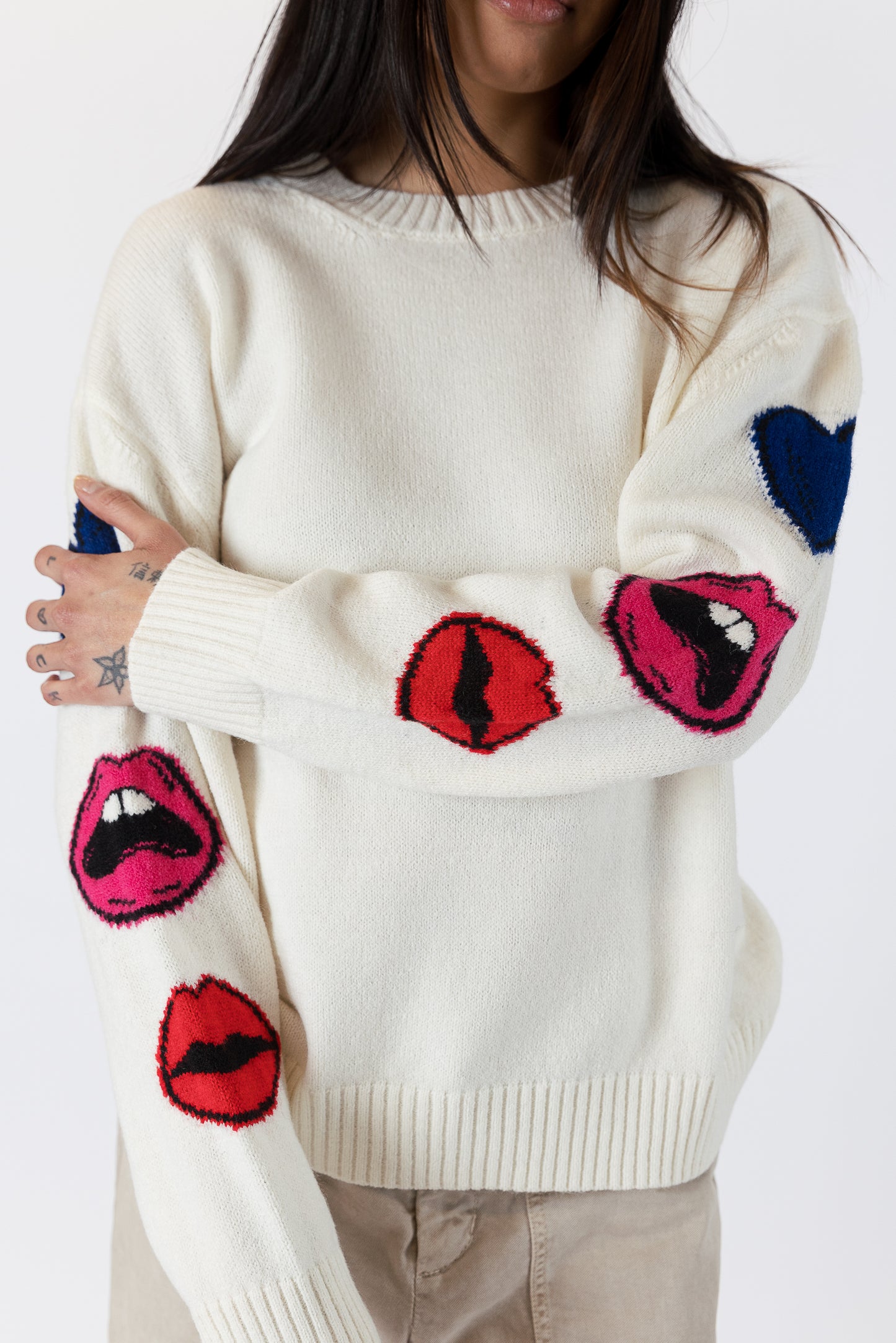 Dua - Crewneck Sweater with Lips