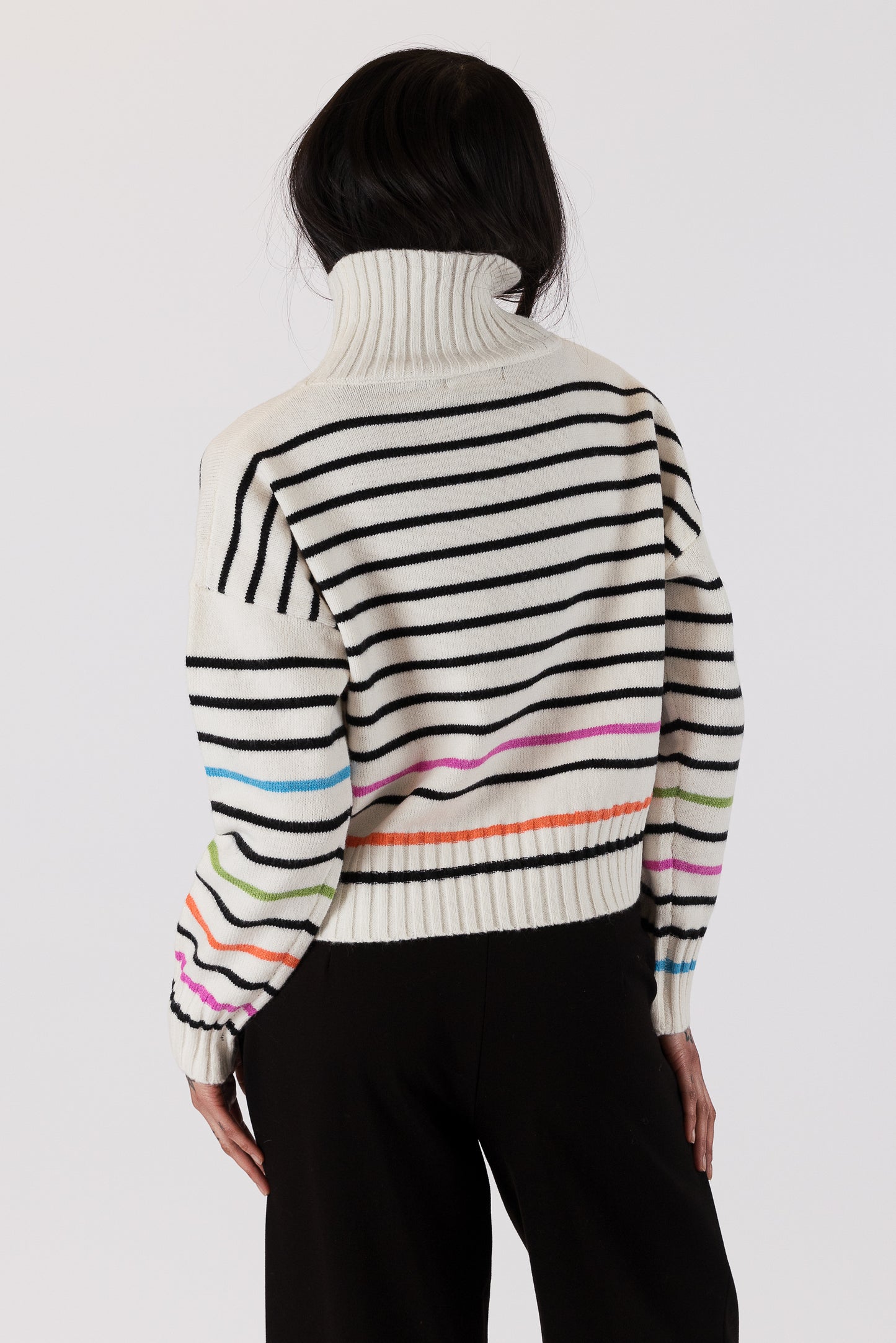 Curtis - Mockneck Multi Colour Striped Sweater