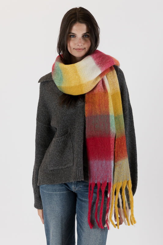 Plaid Scarf - Red/Yellow