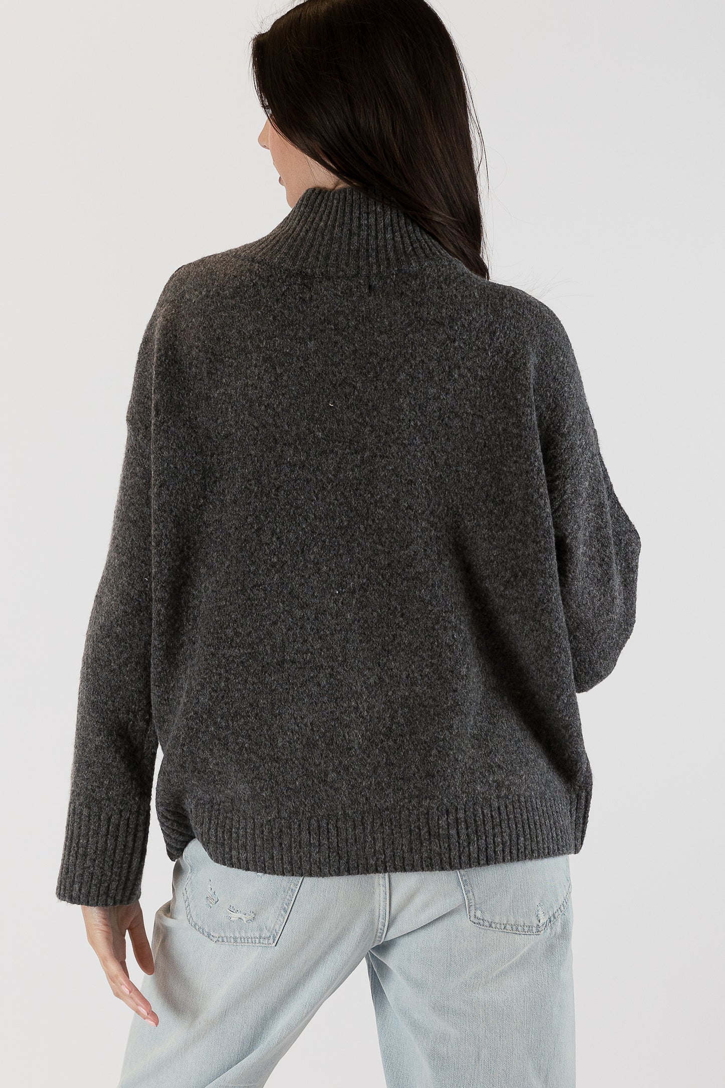 Gant - Smokey Grey Mockneck with Shoulder Button Detail