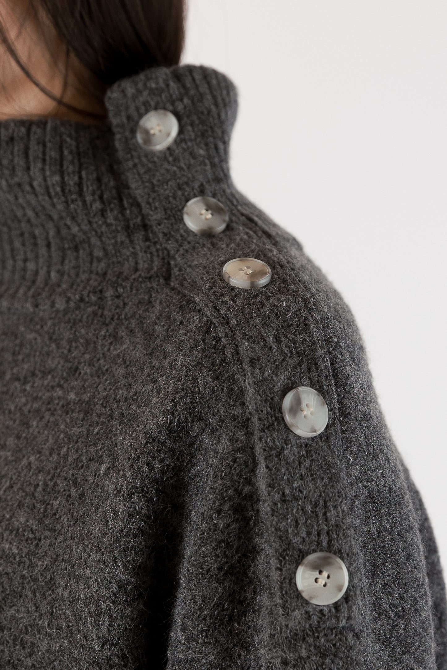 Gant - Smokey Grey Mockneck with Shoulder Button Detail