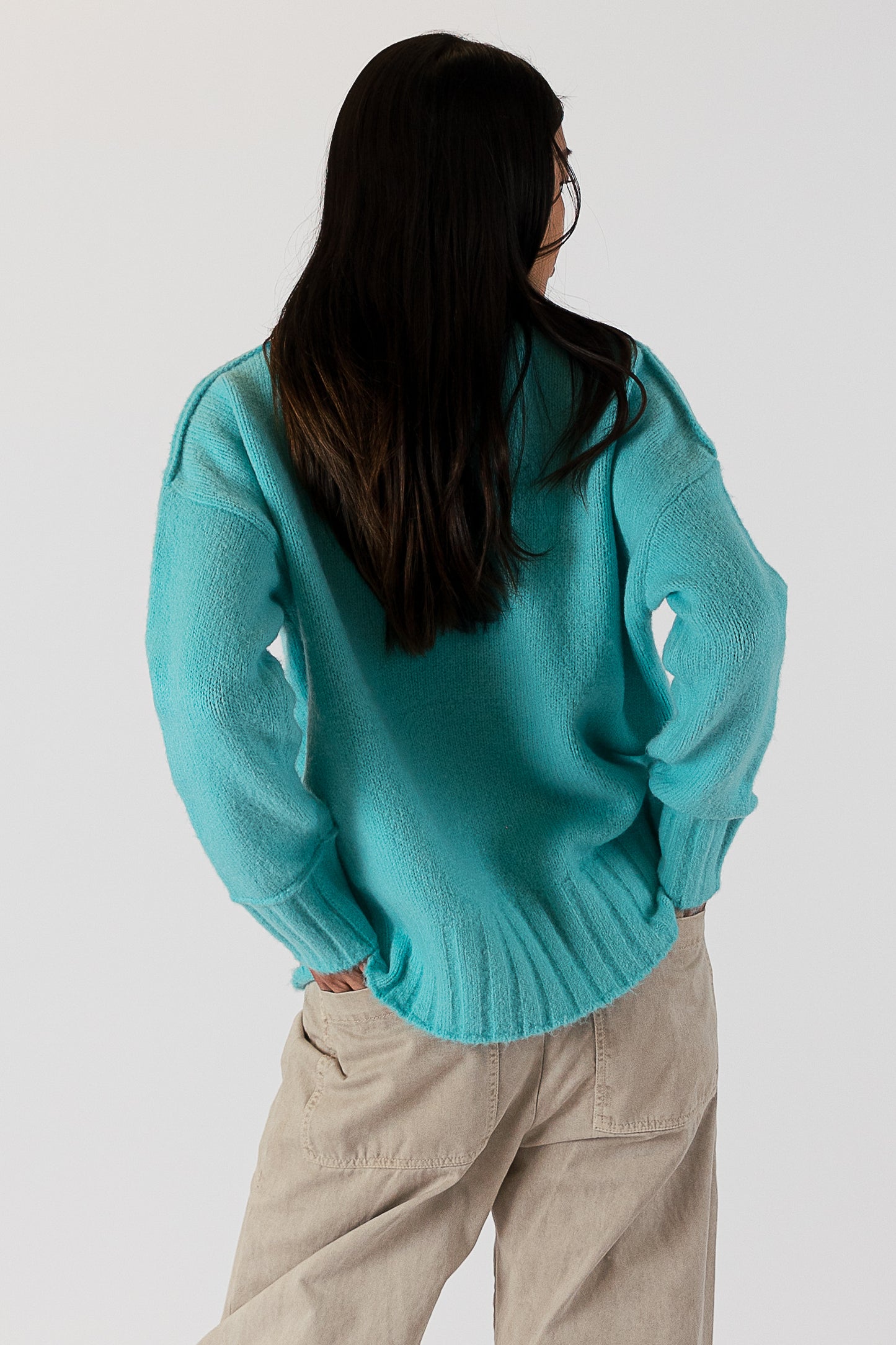 Tanya - Eco Teal Crewneck Sweater