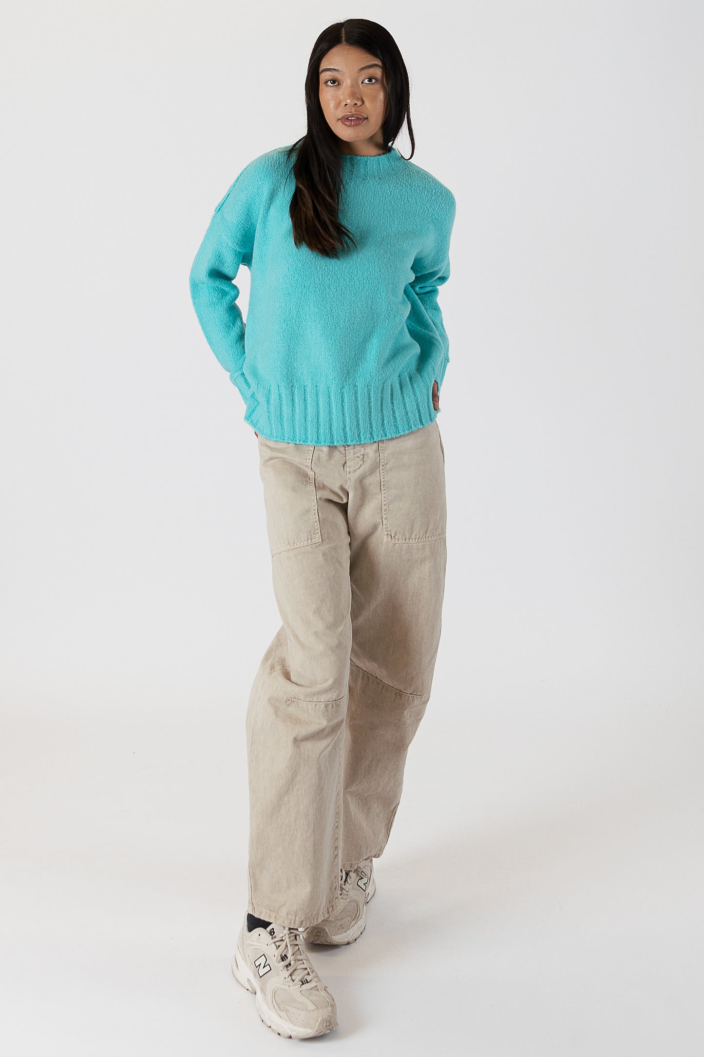 Tanya - Eco Teal Crewneck Sweater