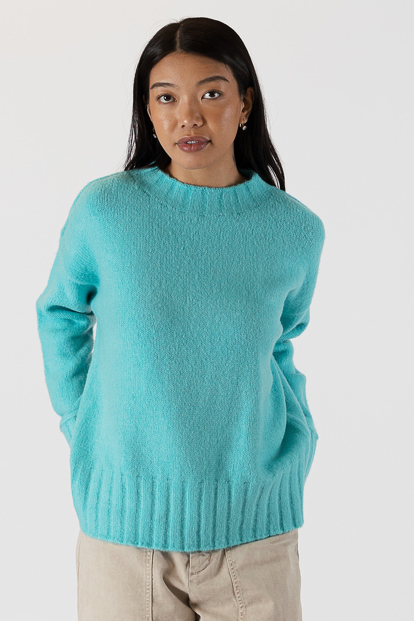 Tanya - Eco Teal Crewneck Sweater