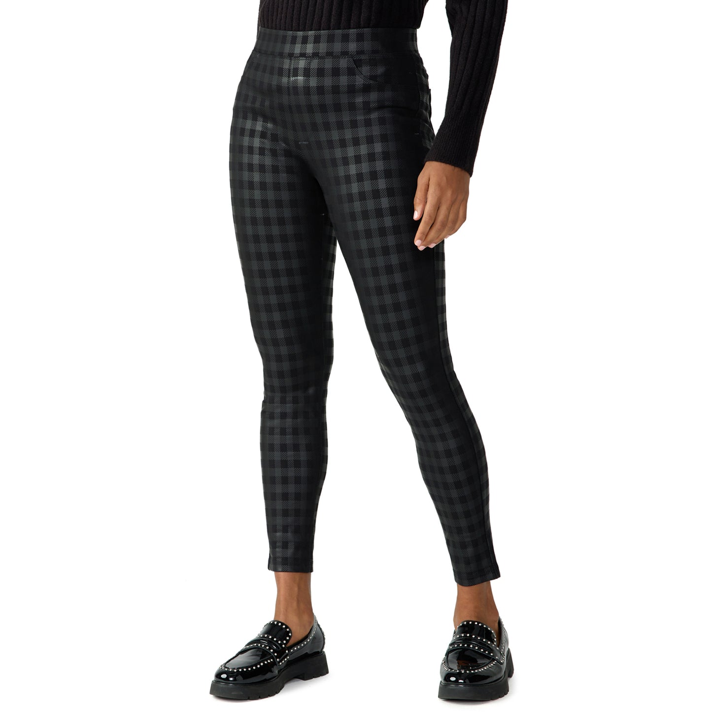 Runway Legging - Coated Black Plaid