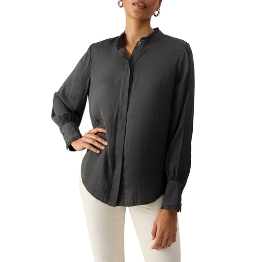 Feeling Good Sateen Blouse - Charcoal