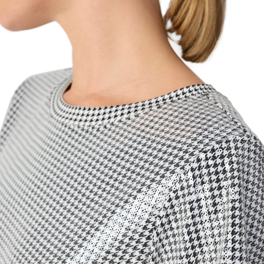 Perfect Sequin T-Shirt - Houndstooth Black/White