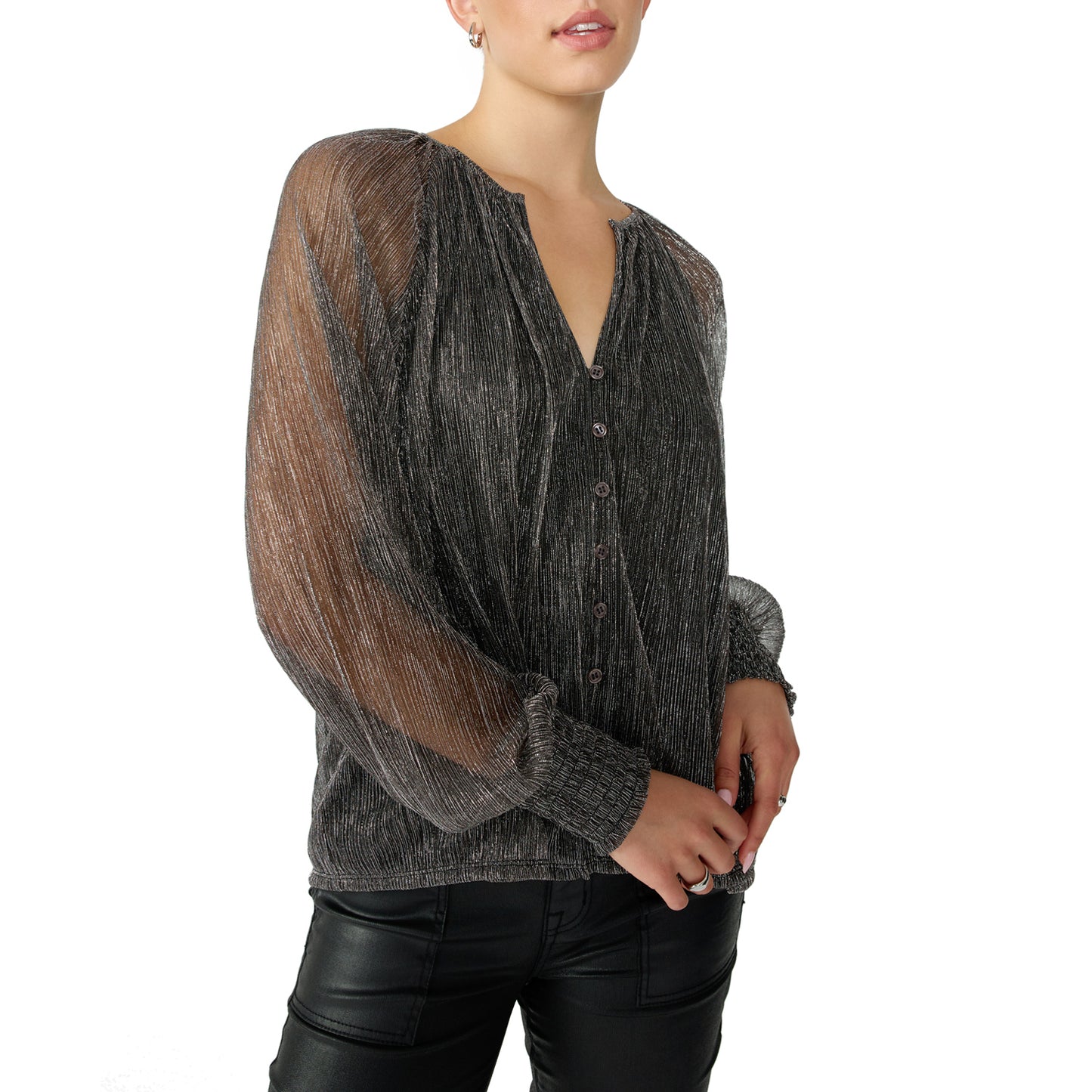 Love Always Metallic Blouse - Black