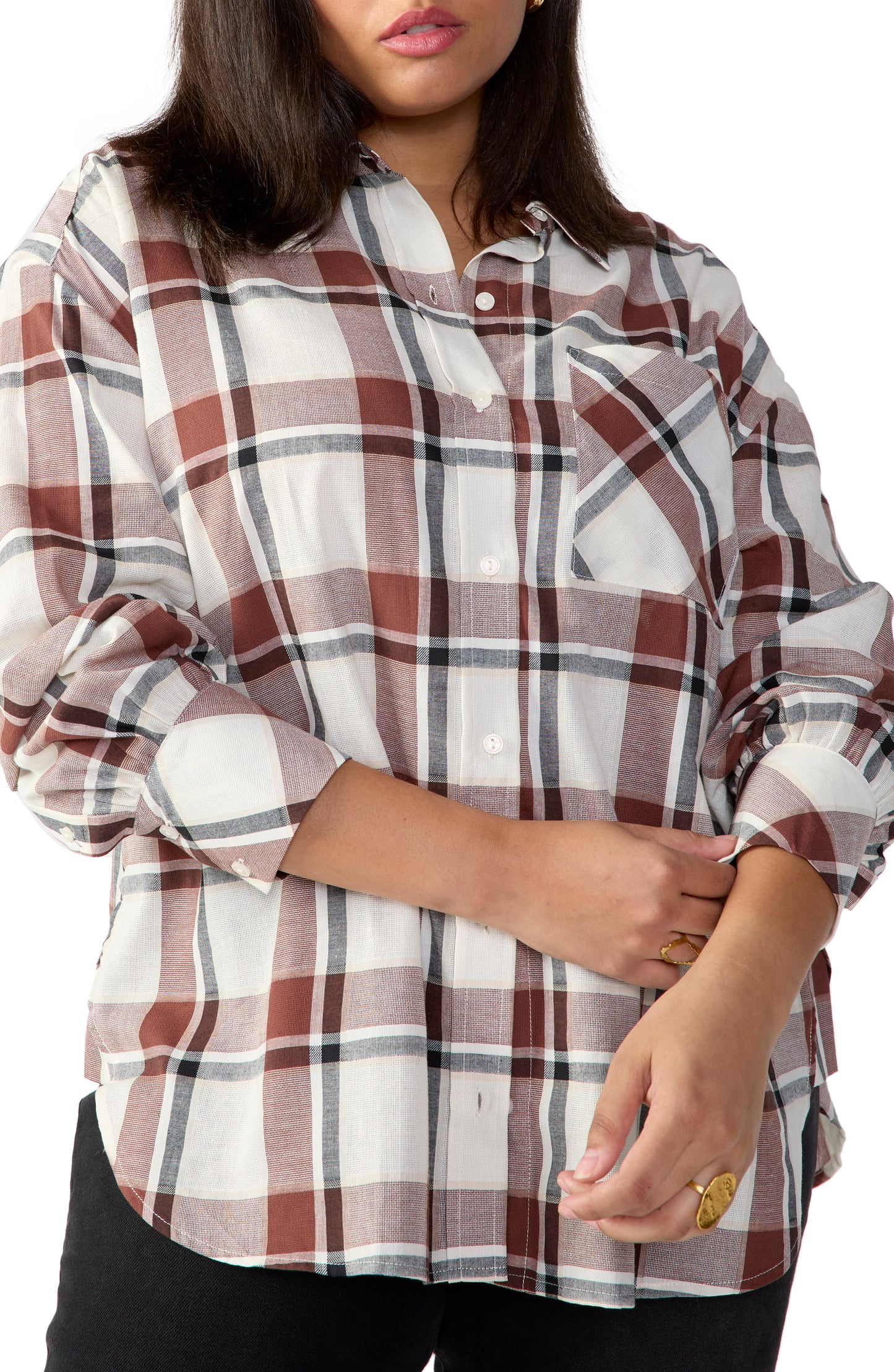 Dropped Shoulder Tunic - Plaid