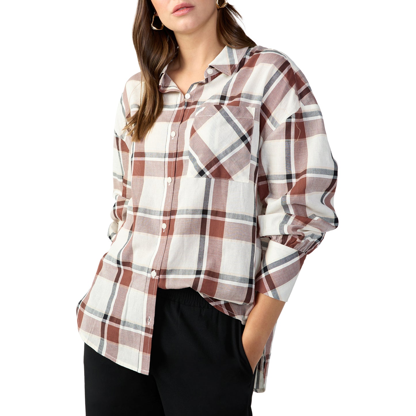 Dropped Shoulder Tunic - Plaid