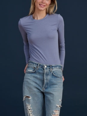 Bamboo Long Sleeve Tee - Bellflower Blue