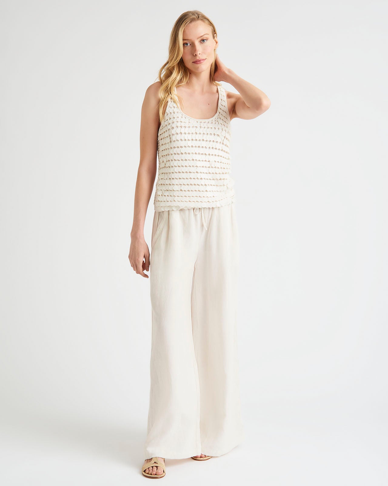 LARGE SEQUINS TANK - IVORY