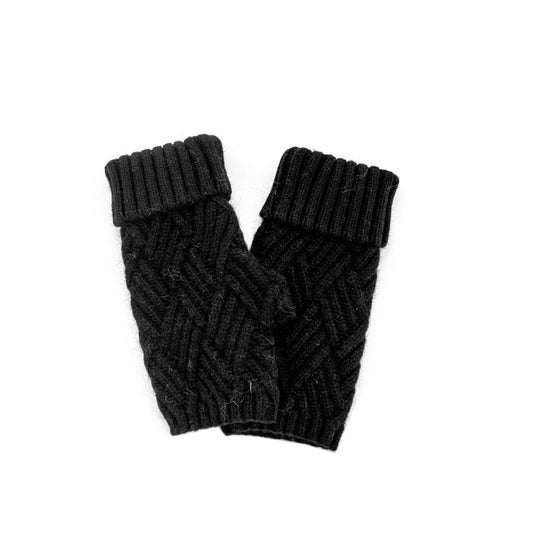 Knitted Fingerless Gloves - Black